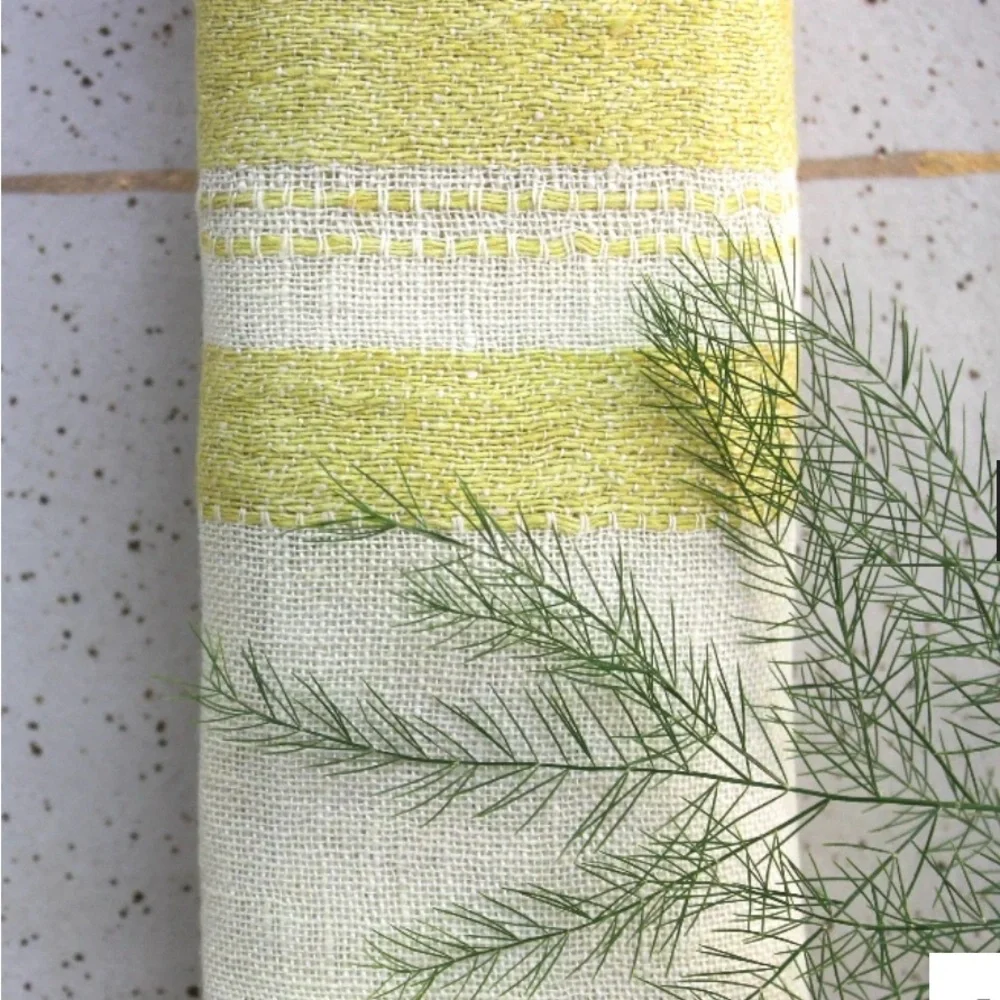 Anthropologie Libeco Belgian Linen Table Napkin - The Library Stripe - Yellow